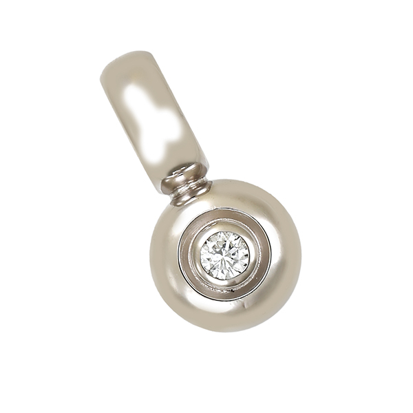 Anhänger, 14K, Weißgold, Brillant