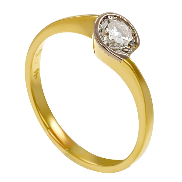 Diamantring, 18K, Gelb-/Weißgold, Brillant 0,50 ct