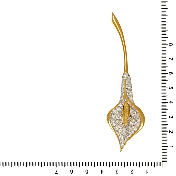 Brosche, 18K, Gelb-/Weißgold, Brillanten, Blume