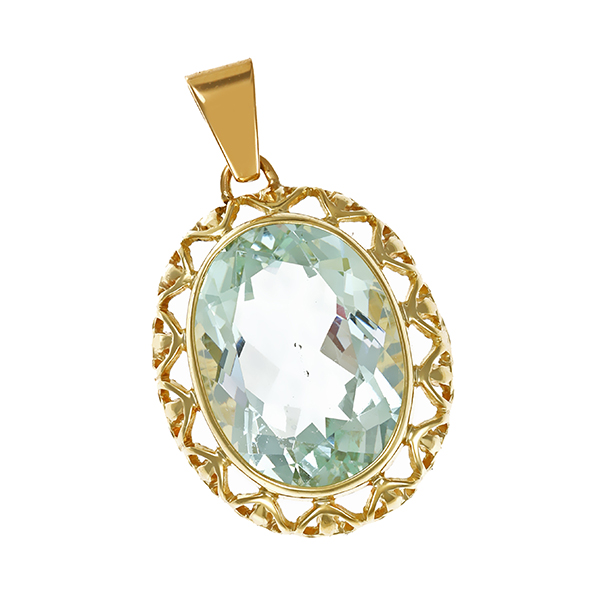Anhänger, 14K, Gelbgold, Aquamarin