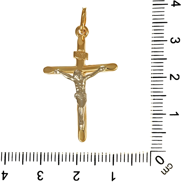 Anhänger, 18K, Gelb-/Weißgold, Kruzifix