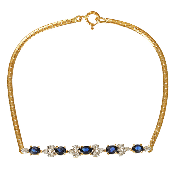 Armband, 14K, Gelb-/Weißgold, Brillanten, Saphire