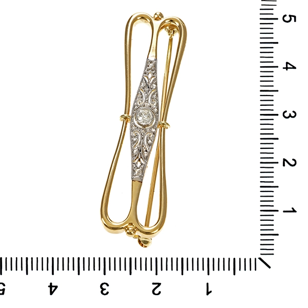 Brosche, 14K, Gelb-/Weißgold, Diamant, Diamantrosen