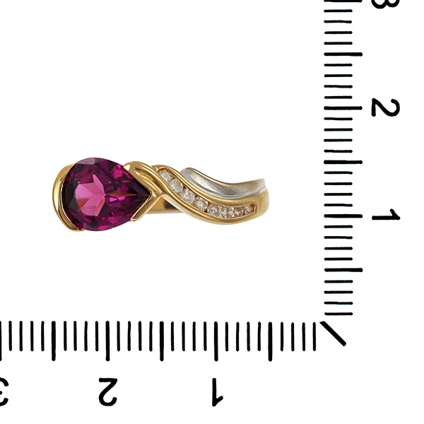 Ring, 14K, Gelbgold, Almandin, Brillanten