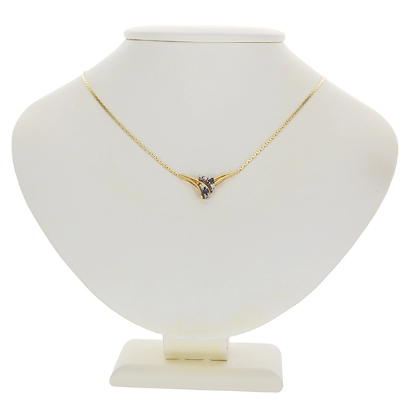 Collier, 14K, Gelb-/Weißgold, Brillanten, Saphir