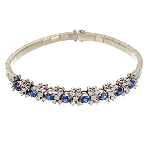 Armband, 18K, Weißgold, Saphir, Brillanten 1,30 ct