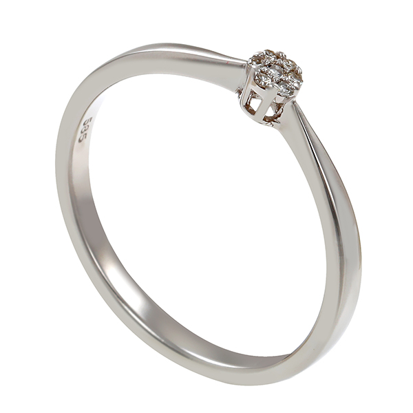 Damenring, 14K, Weißgold, Diamanten, U55