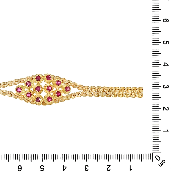 Armband, 14K, Gelbgold, synthetischer Rubin