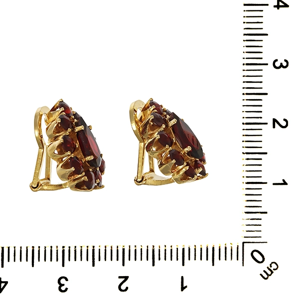 Ohrclipse, 8K, Gelbgold, Granat