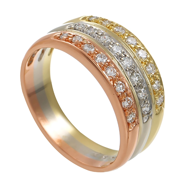 Diamantring, 14K, Rot-/Gelb-/Weißgold, Brillanten 0,36 ct