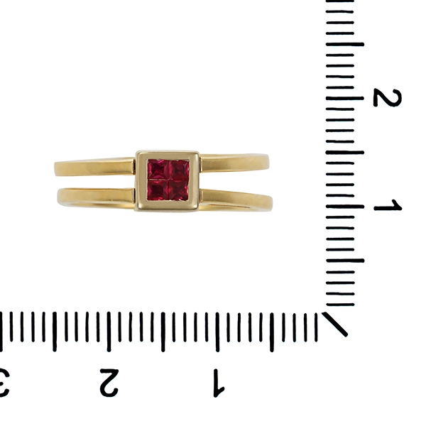 Ring, 14K, Gelb-/Weißgold, Brillanten, Rubine