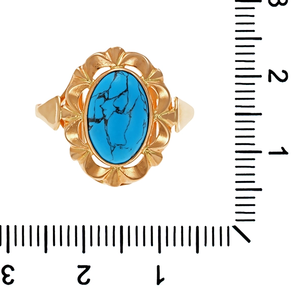 Ring, 14K, Rotgold, Türkis