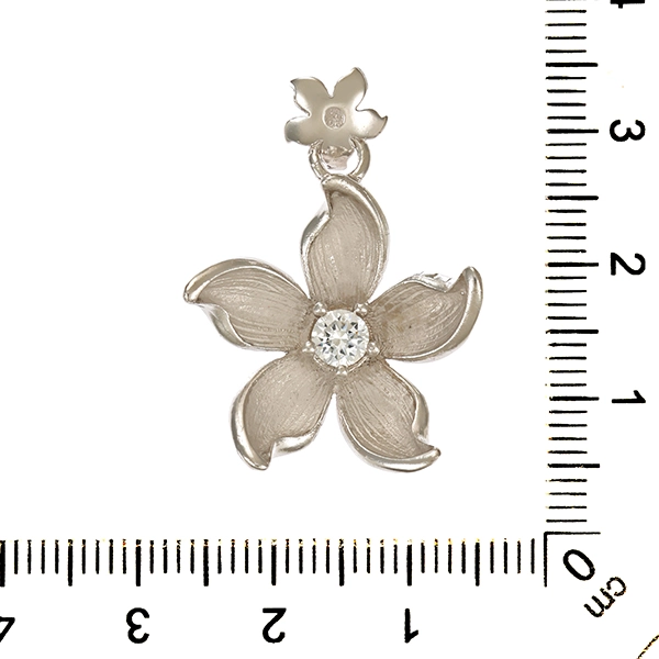 Anhänger, 18K, Weißgold, Zirkonia, Blume