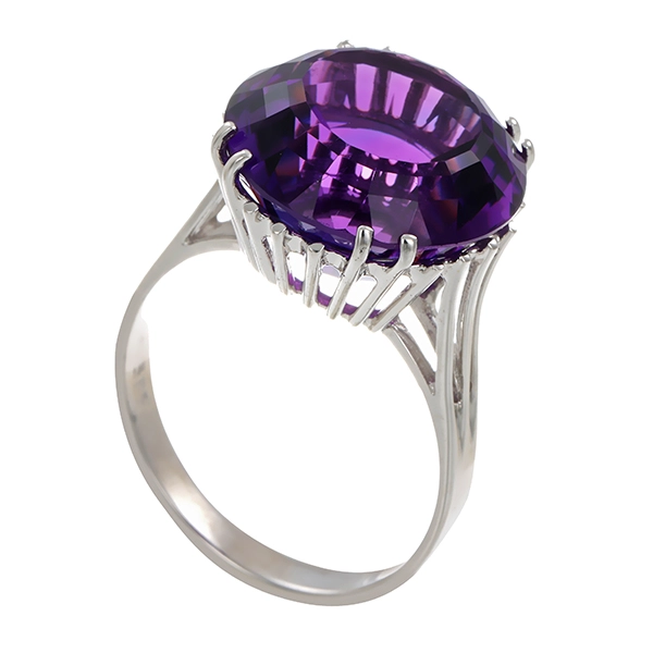 Ring, 14K, Weißgold, Amethyst