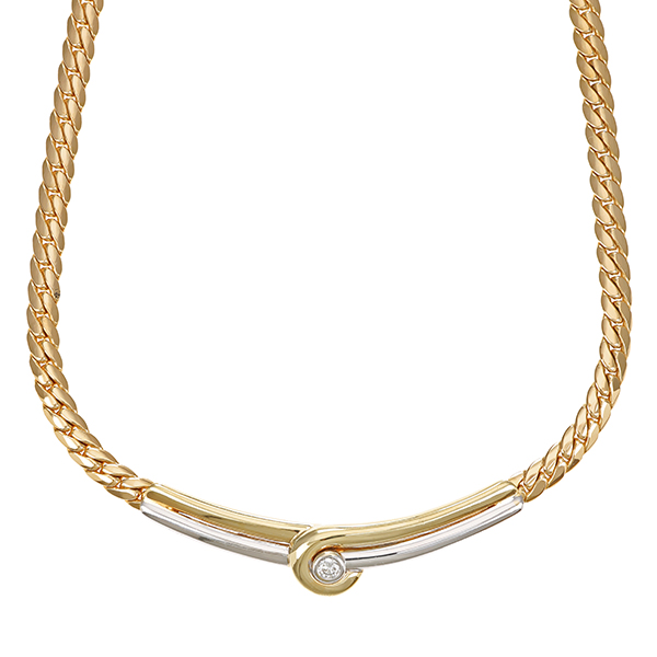 Collier, 14K, Gelb-/Weißgold, Brillant 0,18 ct