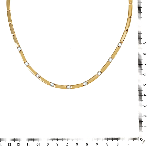 Collier, 14K, Gelbgold, Topas blau