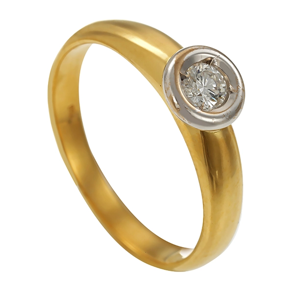 Diamantring, 18K, Gelb-/Weißgold, Brillant 0,25 ct