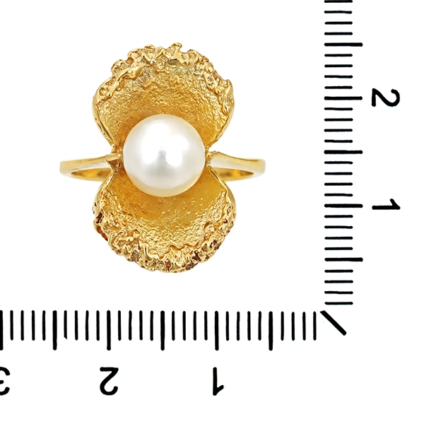 Ring, 14K, Gelbgold, Perle