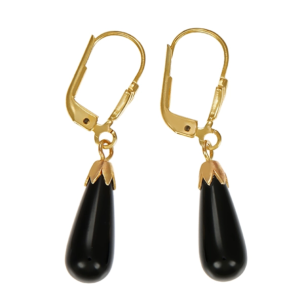 Ohrhänger, 8K, Gelbgold, Onyx