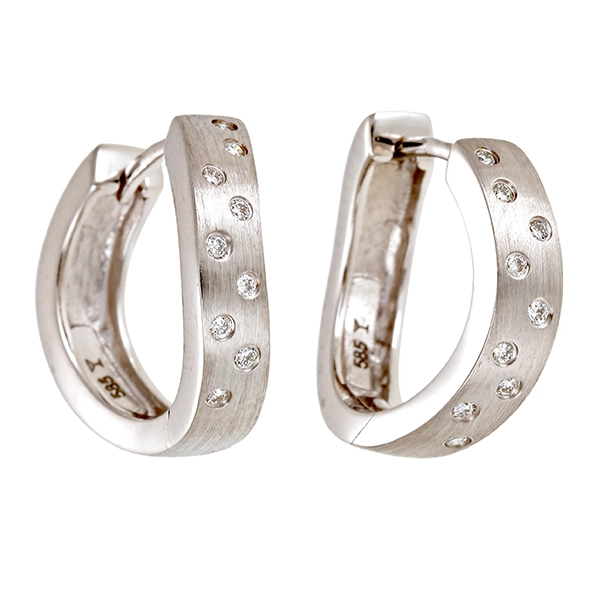 Creolen, 14K, Weißgold, Brillanten