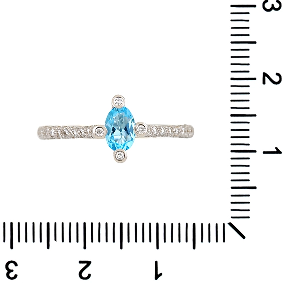 Ring, 18k, Weißgold, Topas, Brillanten