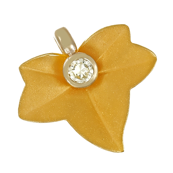 Anhänger, 14K, Gelb-/Weißgold, Brillant, Blatt
