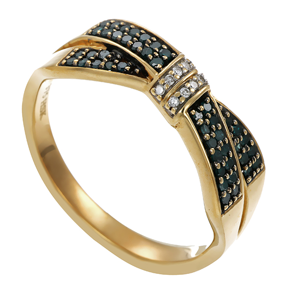 Diamantring, 9K, Gelb-/Weißgold