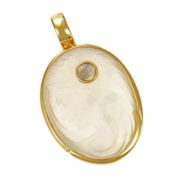 Anhänger, 14K, Gelbgold, Schmuckstein