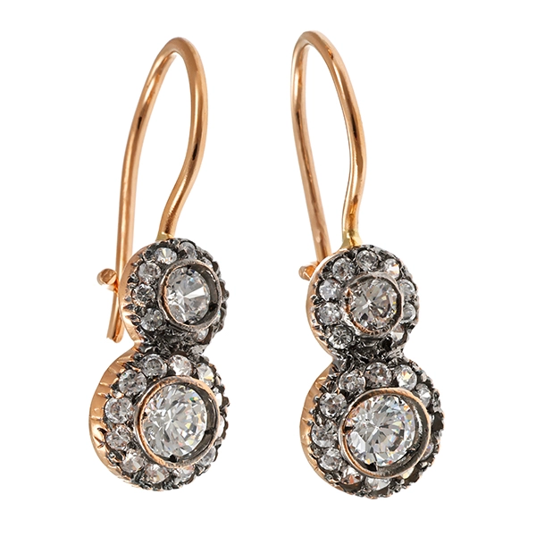 Ohrhänger, 14K, Gelb-/Weißgold, Zirkonia