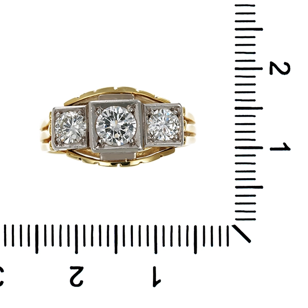Ring, 14K, Gelb-/Weißgold, Brillanten