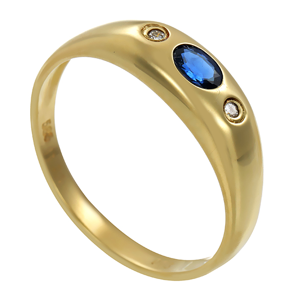 Ring, 14K, Gelbgold, Saphir, Brillanten