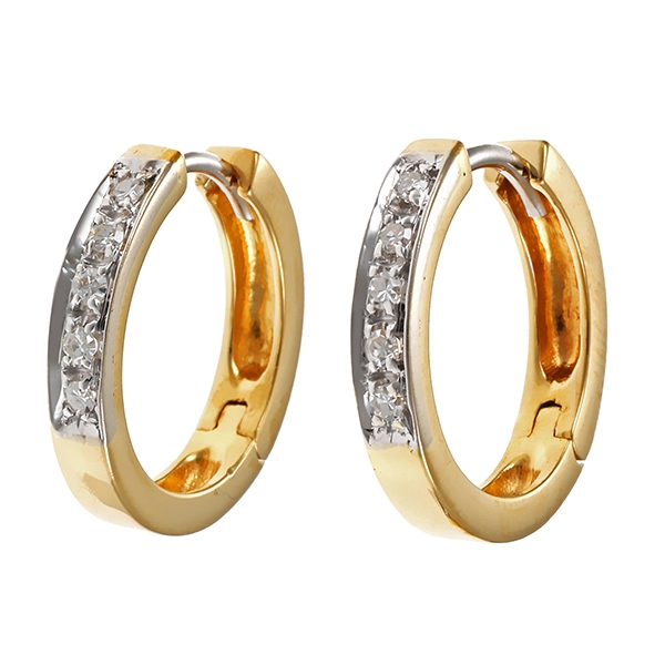 Creolen, 18K, Gelb-/Weißgold, Diamanten