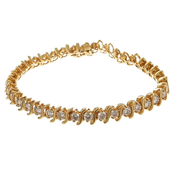Armband, 14K, Gelbgold, Brillanten