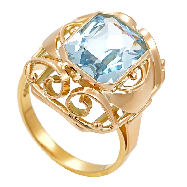 Ring, 14K, Gelbgold, synth. Spinell