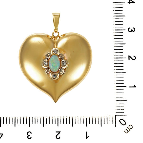 Anhänger, 8K, Gelbgold, Opal, Diamanten
