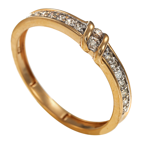 Ring, 9K, Gelbgold, Brillanten