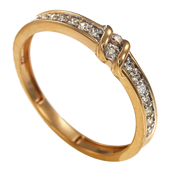 Ring, 9K, Gelbgold, Brillanten