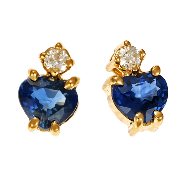 Ohrstecker, 18K, Gelbgold, Saphire, Brillanten