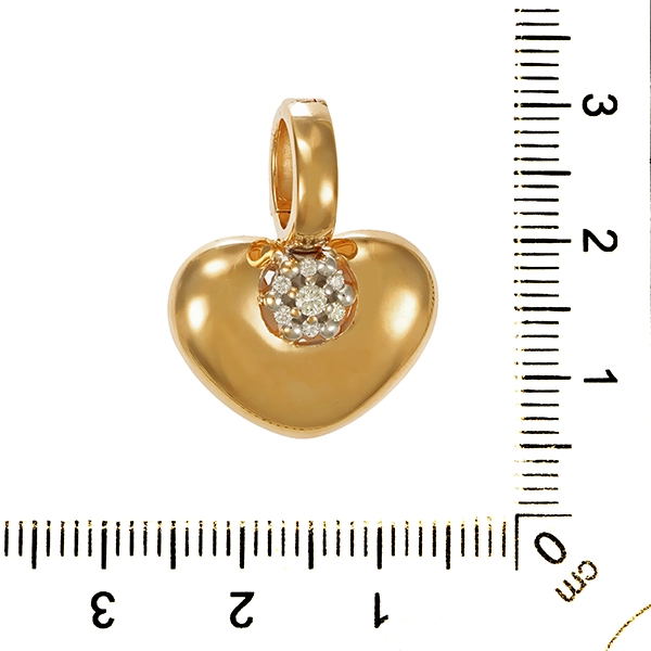 Anhänger, 14K, Gelbgold, Brillanten, Herz
