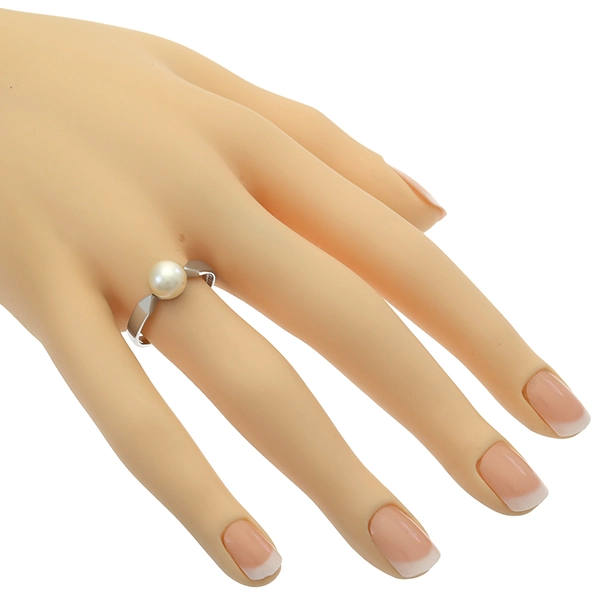 Ring, 14K, Weißgold, Zuchtperle,