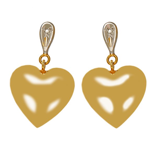 Steckhänger, 14K, Gelb-/Weißgold, Diamant, Herz