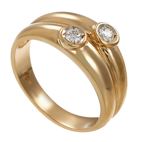 Brillantring, 14K, Gelbgold 2 Brillanten