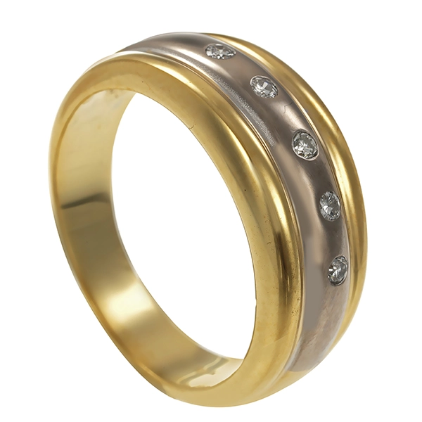 Diamantring, 14K, Gelb-/Weißgold, Brillanten