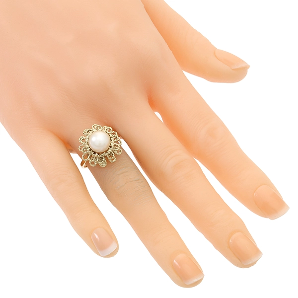 Ring, 14K, Gelbgold, Perle