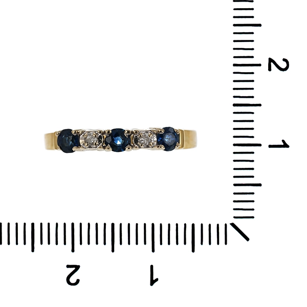Ring, 14K, Gelb-/Weißgold, Saphire, Diamanten