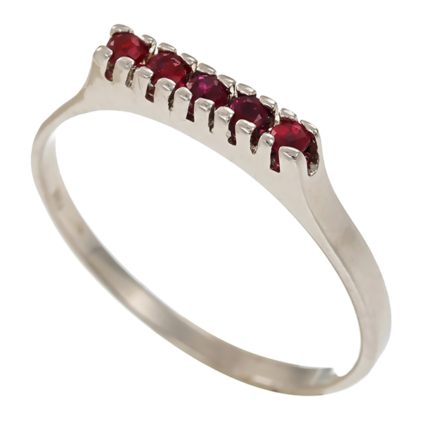 Ring, 8K, Weißgold, Rubin