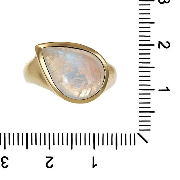 Ring, 9K, Gelbgold, Mondstein