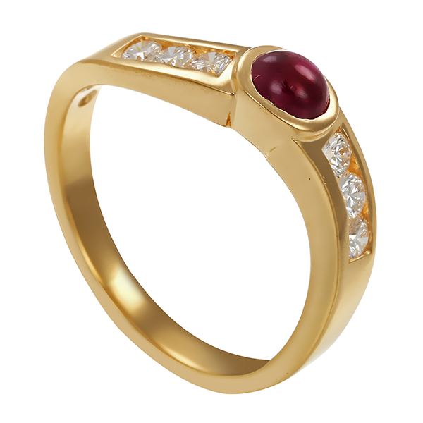 Ring, 18K, Gelbgold, Rubin, Brillanten
