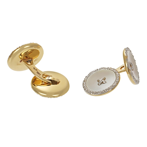 Manschettenknöpfe, 14K, Gelb-/Weißgold, Perlmutt