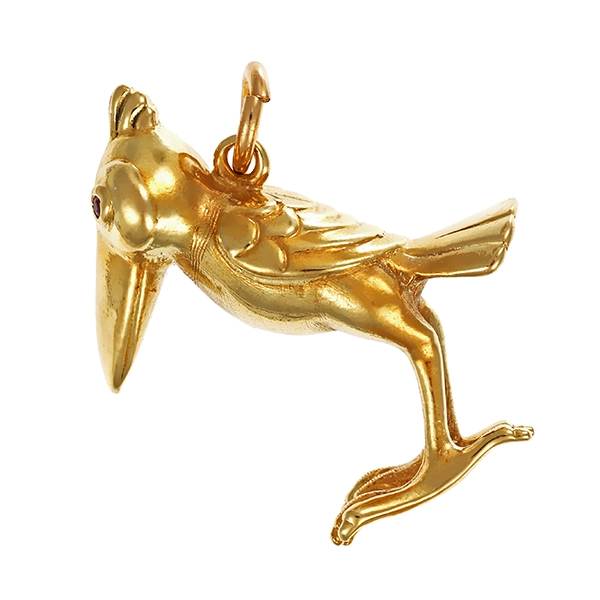 Anhänger, 14K, Gelbgold, Rubine, Rabe